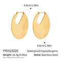 Detailed specs for 18K gold-plated hammered oval hoop earrings in waterproof steel - Gold Hammered Style (YYE023220)