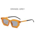 Orange-Grey geometric polygonal sunglasses with translucent frame and sporty color splicing - Orange Frame Light Gray Lens
