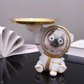 Astronaut French Bulldog resin ornament with golden metal tray for key storage - Grey Astronaut Dog