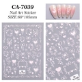 5D embossed nail stickers CA-7039 with pink hearts, bows, and stars detail view - CA-7039