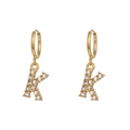 Golden 18K gold-plated stainless steel letter K earrings with sparkling zircon stones - Letter K