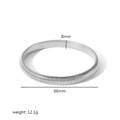 Detail view of 8mm silver stainless steel elastic bangle with specific dimensions - Silver (8mm Width)