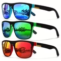 Three pairs of polarized sports sunglasses in blue, green, and red with matte black frames - Multi-color Combination