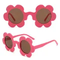 Pink sunflower petal shaped sunglasses for girls with protective dark lenses - C13-Rose Red Frame Dark Lens