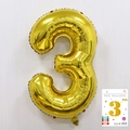 Golden number 3 foil balloon with metallic finish for birthdays and anniversaries - 40-inch Gold 3-piece Paper Card