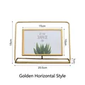 Golden ginkgo leaf metal photo frame horizontal design with 15x10cm inner frame size - Horizontal Gold 6-inch