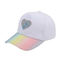Weiße Kinder-Basecap mit Meerjungfrau-Herz-Patch und Regenbogen-Glitzerschirm für Mädchen - Meerjungfrau Herz - Weiß
