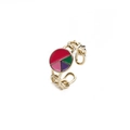 Anello regolabile placcato oro con design a maglia geometrica in smalto colorato - Aperto Regolabile / Oro Rosso Verde Viola Rosa Smalto(CR0442YH)