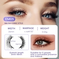 Magnetische Comic-Wimpern EM05 mit C-Schwung und 26mm Breite für auffälliges Augen-Make-up - EM05 Camellia Blossom Stil (Ohne Clip)