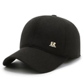 Gorra de béisbol de invierno negra para hombre con logo R metálico y forro polar cálido - Ajustable / Negro