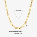18K gold plated stainless steel 40cm paperclip chain necklace with 5cm extender - 40cm+5cm / Gold