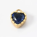 18k gold plated heart-shaped zircon pendant with deep blue stone for DIY jewelry - Dark Blue Zirconia