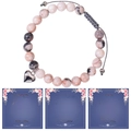 Pink zebra stone beaded heart bracelet with personalized gift cards for daughter - To My Daughter / Pink Zebra Stone