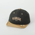 Détail de la broderie FLORIDA 1845 et de la visière bicolore sur casquette enfant - 50cm (1-3 Ans) / Bloc de Couleur Vert Armée