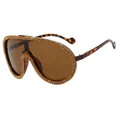 Gafas de sol shield con strass amarillos y patillas de carey en el color C3 - Montura Leopardo Lentes Té Diamantes Dorados