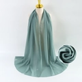 Elegant sage green pearl chiffon long scarf for women with soft bubble texture wrap - Grey Green