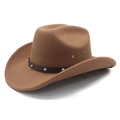 Classic brown felt western cowboy hat with turquoise studded leather band and side vents - M (56-58cm) / Khaki