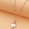 Silver vintage heart locket necklace with spiral carvings on smooth steel surface - Steel Color Small Heart 01 (22*19mm)