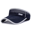 Navy blue kids open top sun hat with mesh fabric and side Sport label detail - Adjustable / Navy Blue