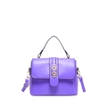 Piccola borsa quadrata chic in pelle viola con hardware dorato e tracolla rimovibile - Viola