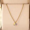 Artistic gold chain necklace with colorful enamel pendant in a luxury jewelry box - Irregular Cloud Multi Color Enamel Style(KN295258-Z)