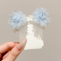 Lot de deux pinces à cheveux fleurs en organza bleu clair avec pétales en résille - 3# Paire Bleue (Base 4.5cm)