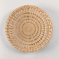 Bohemian style round woven straw wall decor in natural beige hollowed-out design - Hollow Concentric Circle Style (25cm)
