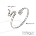 Détail du bracelet serpent argenté montrant les dimensions et l'acier inoxydable poli - Argent (YYBL025023-P)