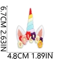 Toppa ricamata con corno di unicorno arcobaleno e orecchie floreali per DIY - Corno di unicorno arcobaleno