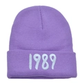 Purple Taylor 1989 embroidered knit beanie hat for winter warmth and hip-hop style - Adult (Stretchy) / Purple