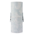 Cilindrische make-up borstelhouder van blauw marmer PU-leer met metalen sluiting - Knopsluiting Koker / Hemelsblauw Marmer