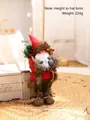 30cm Sitting Santa Claus doll ornament with green hat, holding Christmas tree and wood logs - Green 30CM