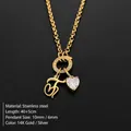 Gold stainless steel artistic initial F necklace with a sparkling heart charm pendant - Letter J(XNL0085)