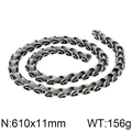 Bracelet chaîne de quille en acier inoxydable rétro, finition argent antique, 11 mm x 610 mm - Collier Couleur Acier (61cm)