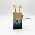 Blue square glass car perfume bottle with wooden diffuser sticks and air vent clip - Gradient Blue Black / With Engraving