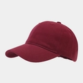 Detail view of burgundy cotton baseball cap showing six-panel crown and stitched brim - Adjustable / Burgundy