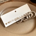 Detail of 6-pair gold hoop and pearl stud earring set on display card in ceramic plate - 13# Silver Needle - Silver (12-Piece Set)