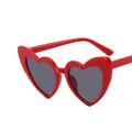 Fashion heart shaped sunglasses with shiny red frames and gray UV400 lenses for women - Red Frame Gray Lens