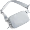 Adjustable light grey waterproof nylon waist bag with durable plastic buckle and zipper - Light Gray