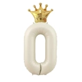 40-inch cream number 0 foil balloon with golden crown for birthday party decor - Number 0