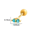 Gold stainless steel cartilage piercing stud with blue stones and screw back - Gold Blue