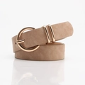 Lichtbruine damesriem met een gouden ronde gesp en dubbele metalen ringen voor jeans - Khaki