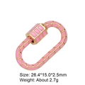 Pink enamel and gold tone oval screw lock carabiner clasp accessory for jewelry - Style 79 (Gold Pink Enamel Grid Clasp)