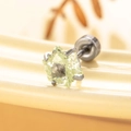 Titanium star stud earring featuring a light green zircon in a six-prong setting - Star Screw Stud / Fruit Green (Single)