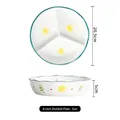 Assiette divisée en céramique 8 pouces avec motif soleil jaune et bordure verte - Bol 3 compartiments 8 pouces - Soleil