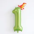40-inch green number 1 balloon with small T-Rex dinosaur decoration for birthday - 40 Inch Fruit Green Number 1 + New YC T-Rex