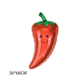 Red chili pepper balloon with cartoon face for vegetable party decor, size 36x66cm - Chili