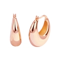 Boucle d'oreille créole minimaliste en forme de U en or rose épais pour femme moderne - Boucles d'oreilles arc plaqué or rose