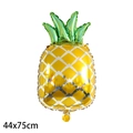 Pineapple shaped foil balloon for party decor 44x75cm with metallic yellow finish - Yellow Pineapple with Green Leaves