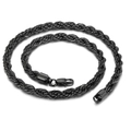 Classic black braided stainless steel rope chain necklace with a sleek metallic finish - 8mm / 40CM / Black